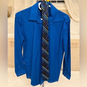 JF J Ferrar men’s slim dress shirt medium 15-15 1/2, 32-33” with neck tie!